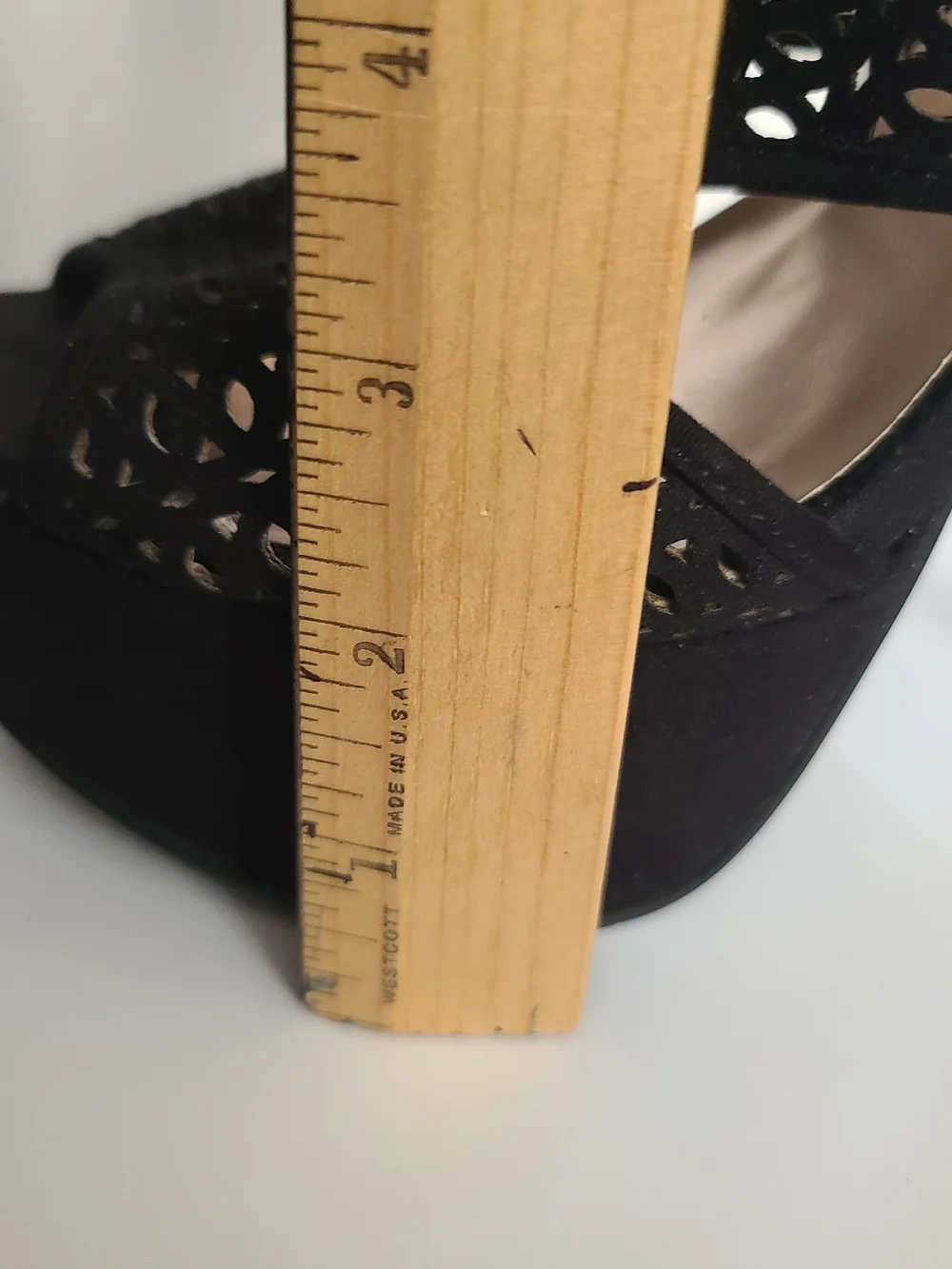 Shi by JOURNEYS Black Laser-Cut Platform Ankle-Strap Heels